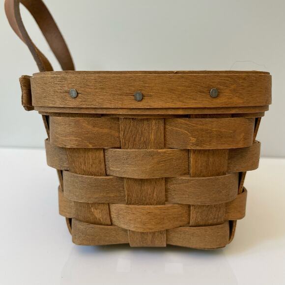 VTG Longaberger Small Key Basket With Liner Signed Dated 1985 Handmade USA Woven - Picture 7 of 13